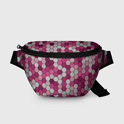 Поясная сумка Камуфляж гексагон розовый, цвет: 3D-принт