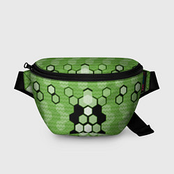 Поясная сумка Зелёная кибер броня hexagons