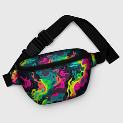 Поясная сумка Яркие кислотные разноцветные пятна в виде камуфляж, цвет: 3D-принт — фото 2