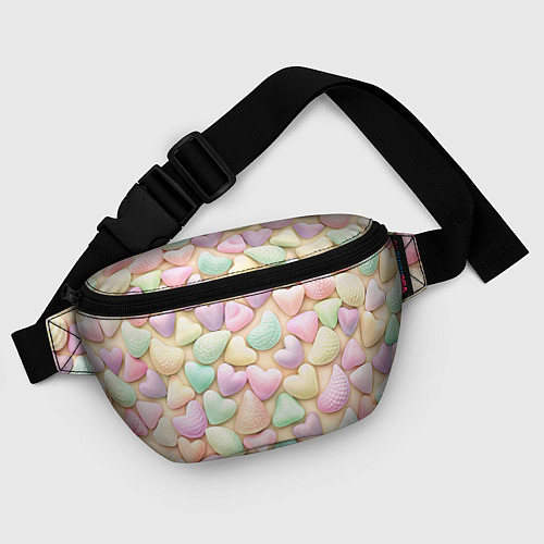 Поясная сумка Сердечки розовые конфетки / 3D-принт – фото 4