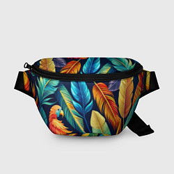 Поясная сумка Пёстрые пёрышки попугаев, цвет: 3D-принт