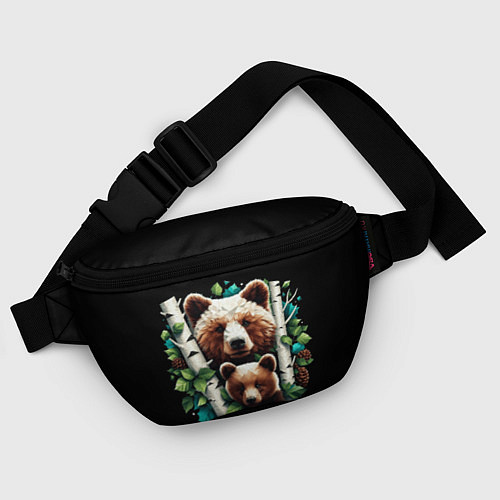 Поясная сумка Русские берёзки семья медведей / 3D-принт – фото 4