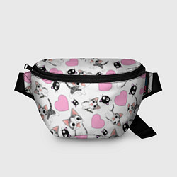 Поясная сумка Влюблённый котик аниме и сердечки