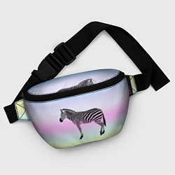 Поясная сумка Зебра по радужном фоне, цвет: 3D-принт — фото 2