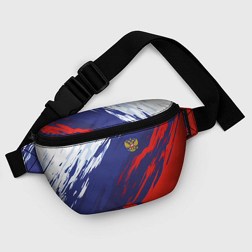 Поясная сумка Россия Sport брызги красок триколор / 3D-принт – фото 4