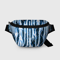 Поясная сумка Синие неоновые полосы на чёрном фоне, цвет: 3D-принт