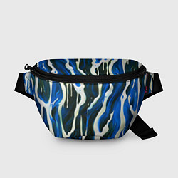 Поясная сумка Текучая краска белая и синяя