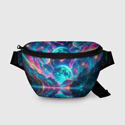 Поясная сумка Неоновая луна, цвет: 3D-принт