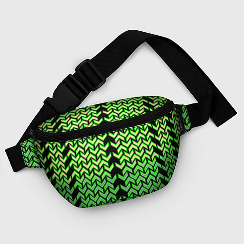 Поясная сумка Зелёные стрелки на чёрном фоне киберпанк / 3D-принт – фото 4