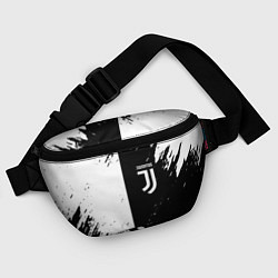 Поясная сумка Juventus краски чёрнобелые, цвет: 3D-принт — фото 2