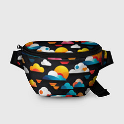 Поясная сумка Цветные облака в черном небе, цвет: 3D-принт