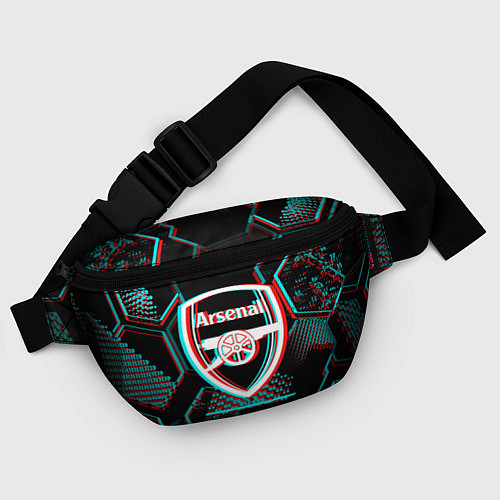 Поясная сумка Arsenal FC в стиле glitch на темном фоне / 3D-принт – фото 4