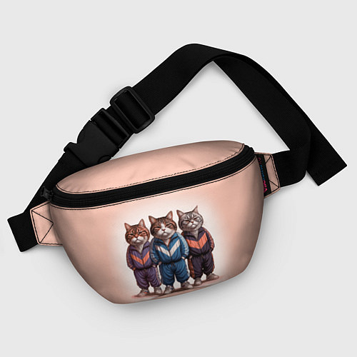 Поясная сумка Три полосатых кота в спортивных костюмах пацана / 3D-принт – фото 4