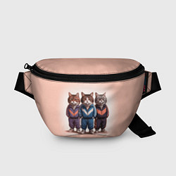Поясная сумка Три полосатых кота в спортивных костюмах пацана, цвет: 3D-принт