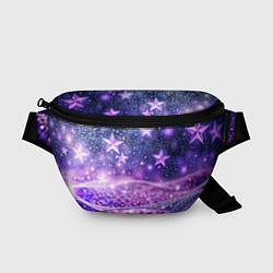 Поясная сумка Абстрактные звезды в фиолетовых искрах, цвет: 3D-принт