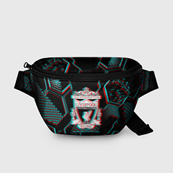 Поясная сумка Liverpool FC в стиле glitch на темном фоне, цвет: 3D-принт