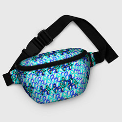 Поясная сумка Синий узор и бело-чёрная обводка, цвет: 3D-принт — фото 2
