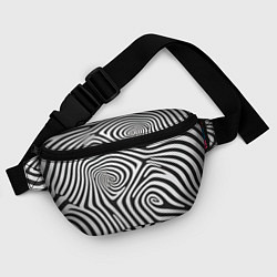 Поясная сумка Черно-белый водоворот - зебра исллюзия шкуры, цвет: 3D-принт — фото 2