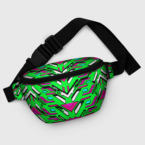 Поясная сумка Техно броня розово-зелёная / 3D-принт – фото 4