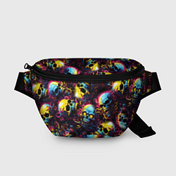 Поясная сумка Разноцветные черепушки с щупальцами