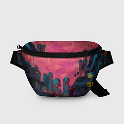 Поясная сумка Абстрактный город в неоновых цветах, цвет: 3D-принт