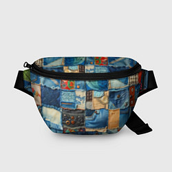 Поясная сумка Vanguard denim patchwork - ai art, цвет: 3D-принт