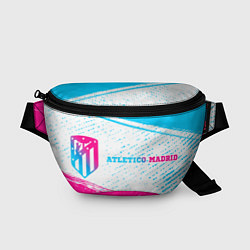 Поясная сумка Atletico Madrid neon gradient style по-горизонтали, цвет: 3D-принт