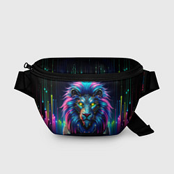 Поясная сумка Неоновый лев в стиле киберпанк