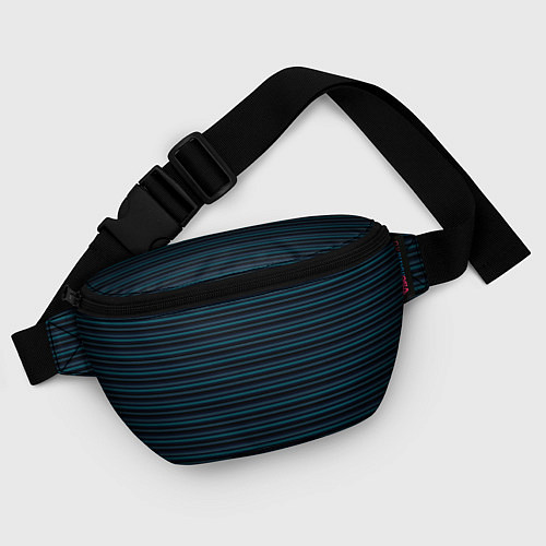 Поясная сумка Чёрный в тёмно-бирюзовую полоску / 3D-принт – фото 4