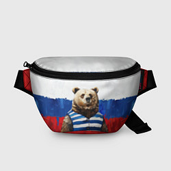 Поясная сумка Медведь и флаг России, цвет: 3D-принт