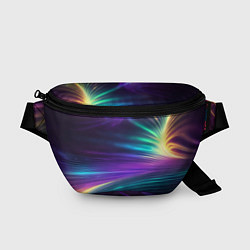 Поясная сумка Неоновые лучи на фиолетовом фоне, цвет: 3D-принт