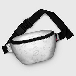Поясная сумка Паттерн серый контур губ на белом - lips, цвет: 3D-принт — фото 2