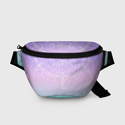 Поясная сумка Розово-голубой градиент с узором мандала, цвет: 3D-принт