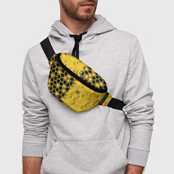 Поясная сумка Киберпанк соты шестиугольники жёлтый и чёрный с па, цвет: 3D-принт — фото 2