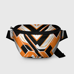 Поясная сумка Чёрно-оранжевые широкие линии на белом фоне, цвет: 3D-принт
