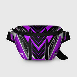 Поясная сумка Фиолетово-серые полосы на чёрном фоне, цвет: 3D-принт