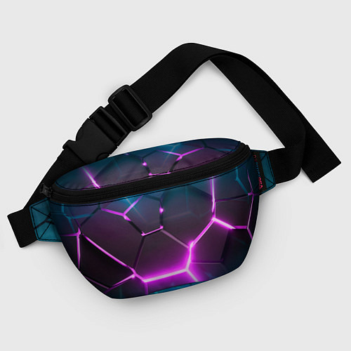 Поясная сумка Голубые и розовые неоновые плиты в разломе / 3D-принт – фото 4