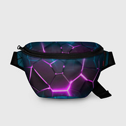 Поясная сумка Голубые и розовые неоновые плиты в разломе, цвет: 3D-принт