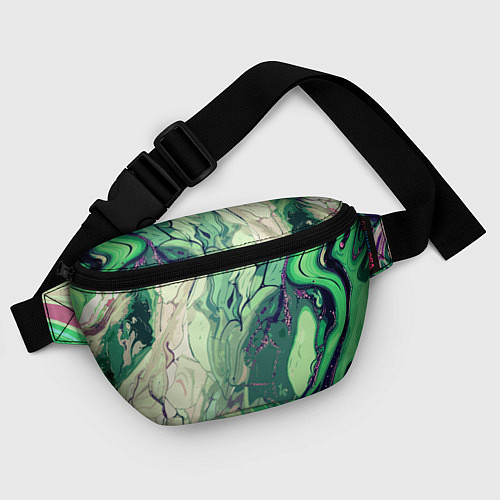 Поясная сумка Зелёный стилизованный абстракция / 3D-принт – фото 4