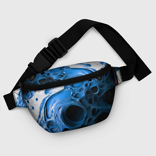 Поясная сумка Сине-белая абстрактная структура / 3D-принт – фото 4