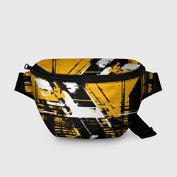 Поясная сумка Diagonal black and white stripes on a yellow backg, цвет: 3D-принт