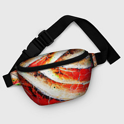 Поясная сумка Красно-белая волнистая абстракция, цвет: 3D-принт — фото 2