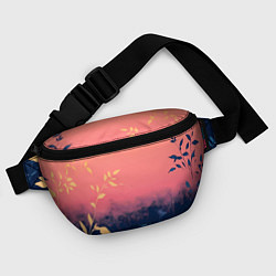 Поясная сумка Листья на сине-розовом фоне - нейросеть, цвет: 3D-принт — фото 2