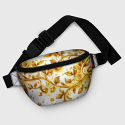 Поясная сумка Золотые листья на белом, цвет: 3D-принт — фото 2