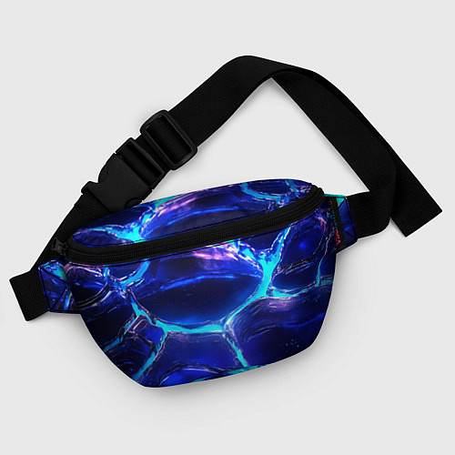 Поясная сумка Объемные плиты в неоновом свечение / 3D-принт – фото 4