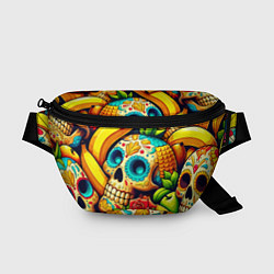 Поясная сумка Colorfull skulls and bananas - pop art pattern