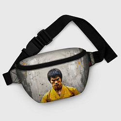 Поясная сумка Брюс Ли на сером, цвет: 3D-принт — фото 2