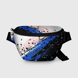 Поясная сумка Черно-синяя краска на белом