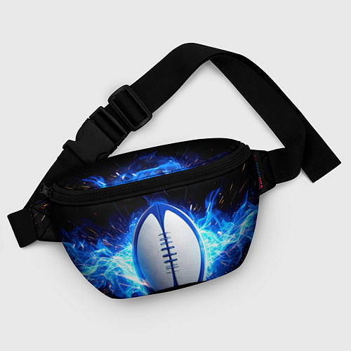 Поясная сумка Мяч для регби в синем пламени / 3D-принт – фото 4