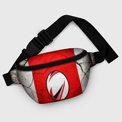 Поясная сумка Красно-белый мяч для регби, цвет: 3D-принт — фото 2